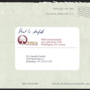 42¢ Flag V1111 ROUND CORNERS tied on nov 2008 cover from FINCA