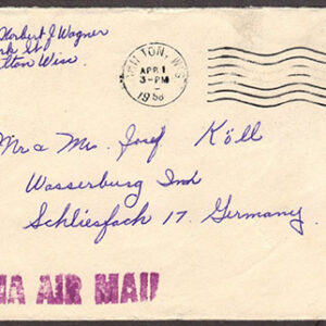 30¢ R. Lee solo on airmail cover to Germany Apr 4 1958