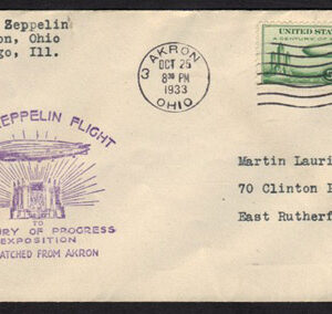 C18 baby Zeppelin on cover 10/25/1933 cancel