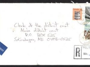 Canada 934 and 935 on registered cover to US 1987