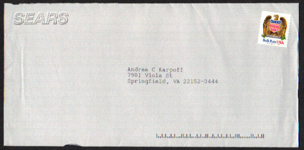 10¢ Eagle and Shiels A1412111111 on cover from Sears